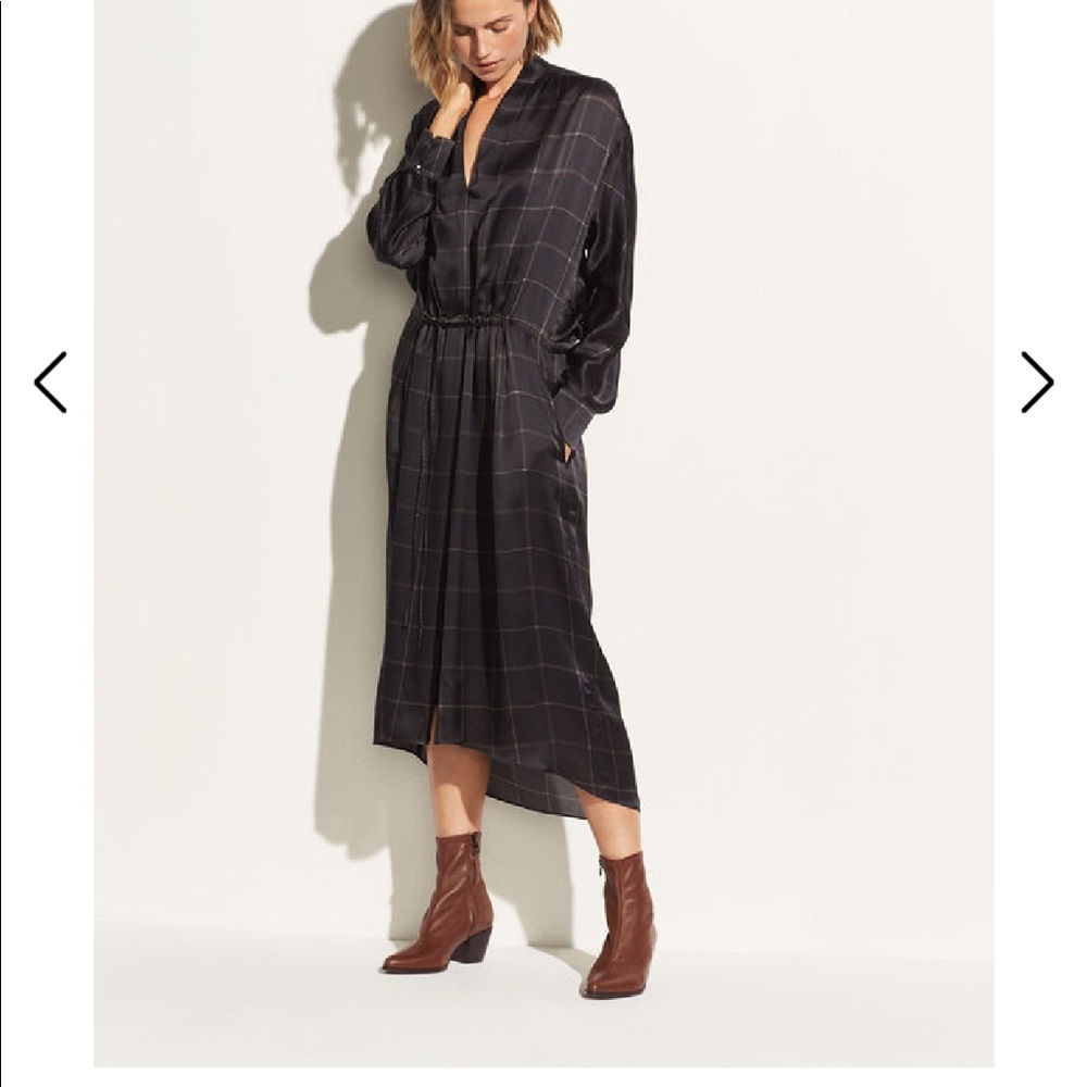 Vince black Silk Print dress